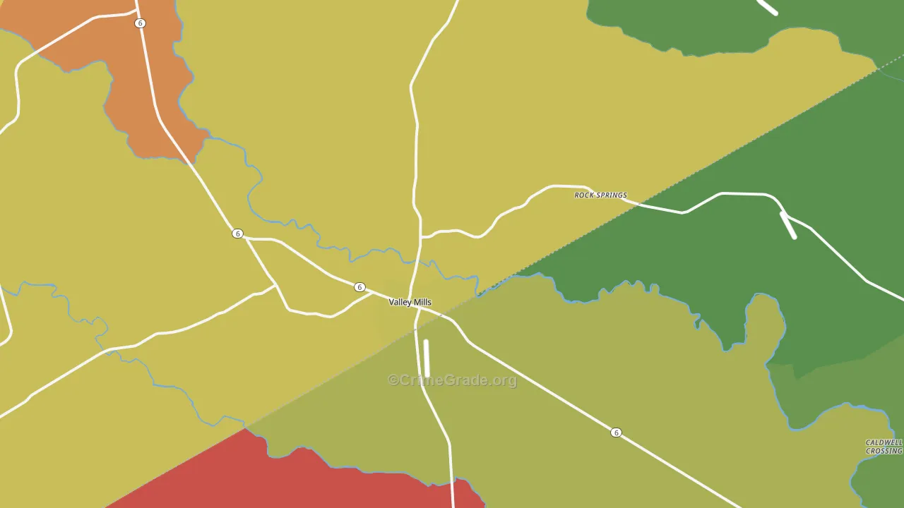 Valley Mills, TX Map of Theft Rates