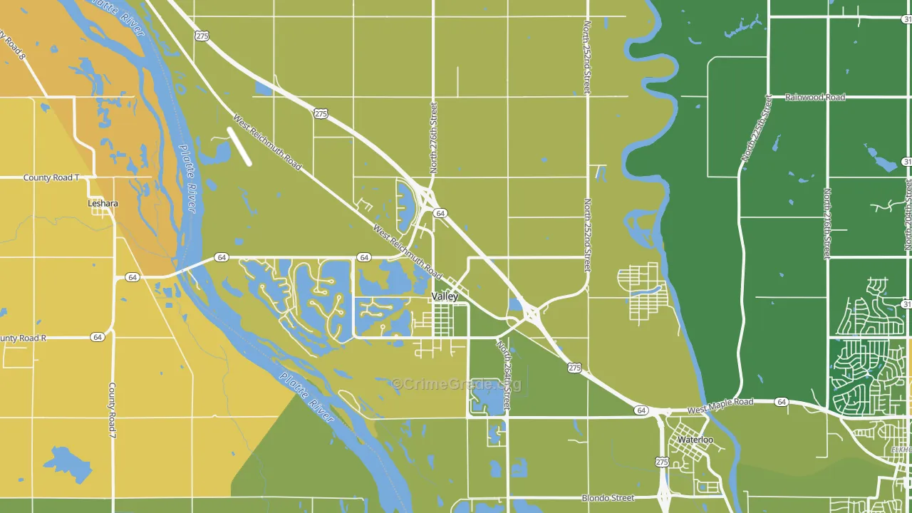 Valley, NE Map of Theft Rates