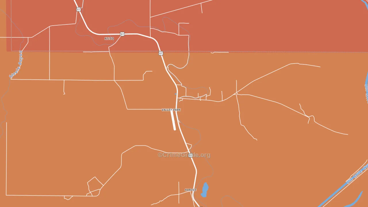 Valley Park, MS Map of Theft Rates