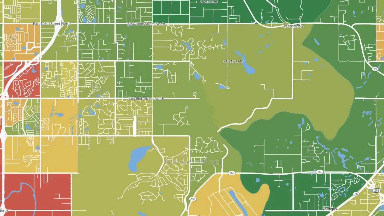 Valley Park, OK Map of Theft Rates