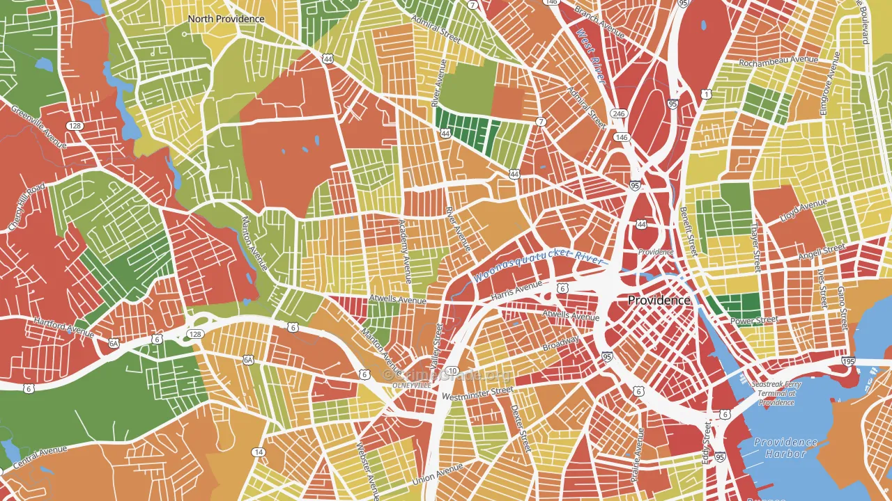 Valley, Providence, RI Map of Theft Rates