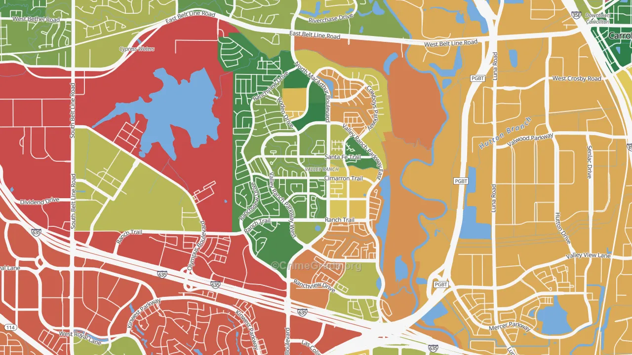 Valley Ranch, Irving, TX Map of Theft Rates