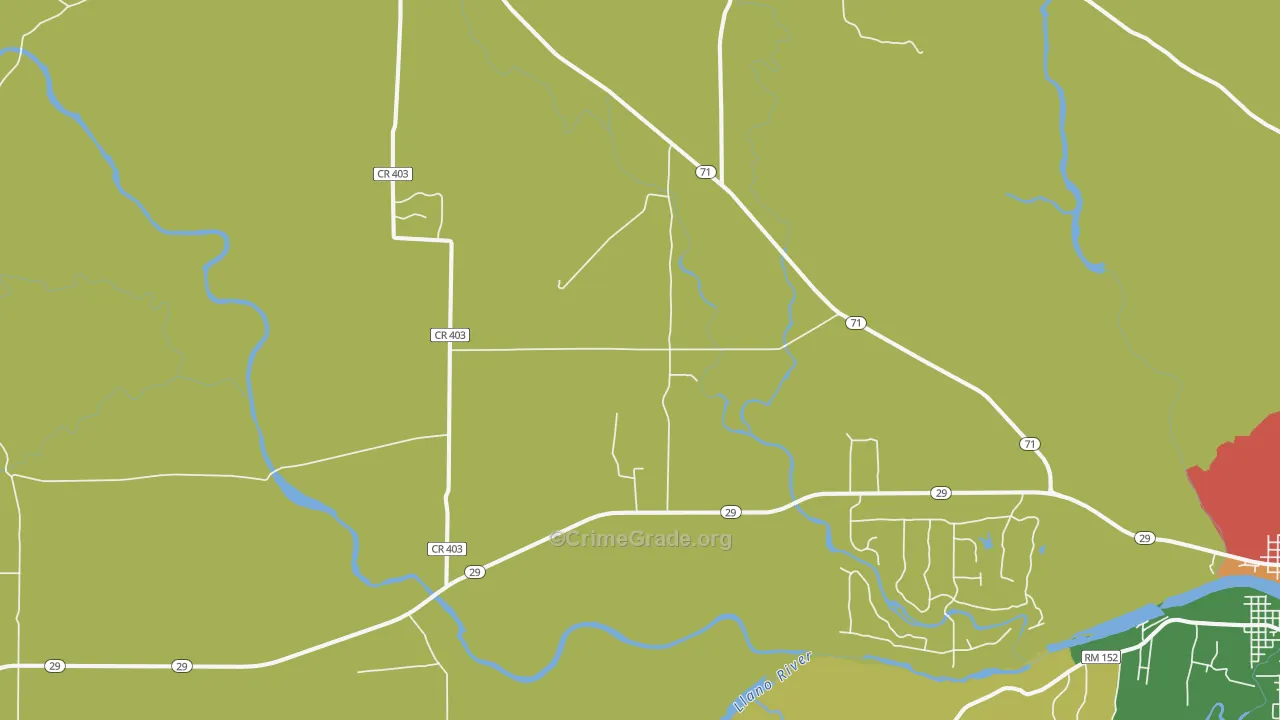 Valley Spring, TX Map of Theft Rates