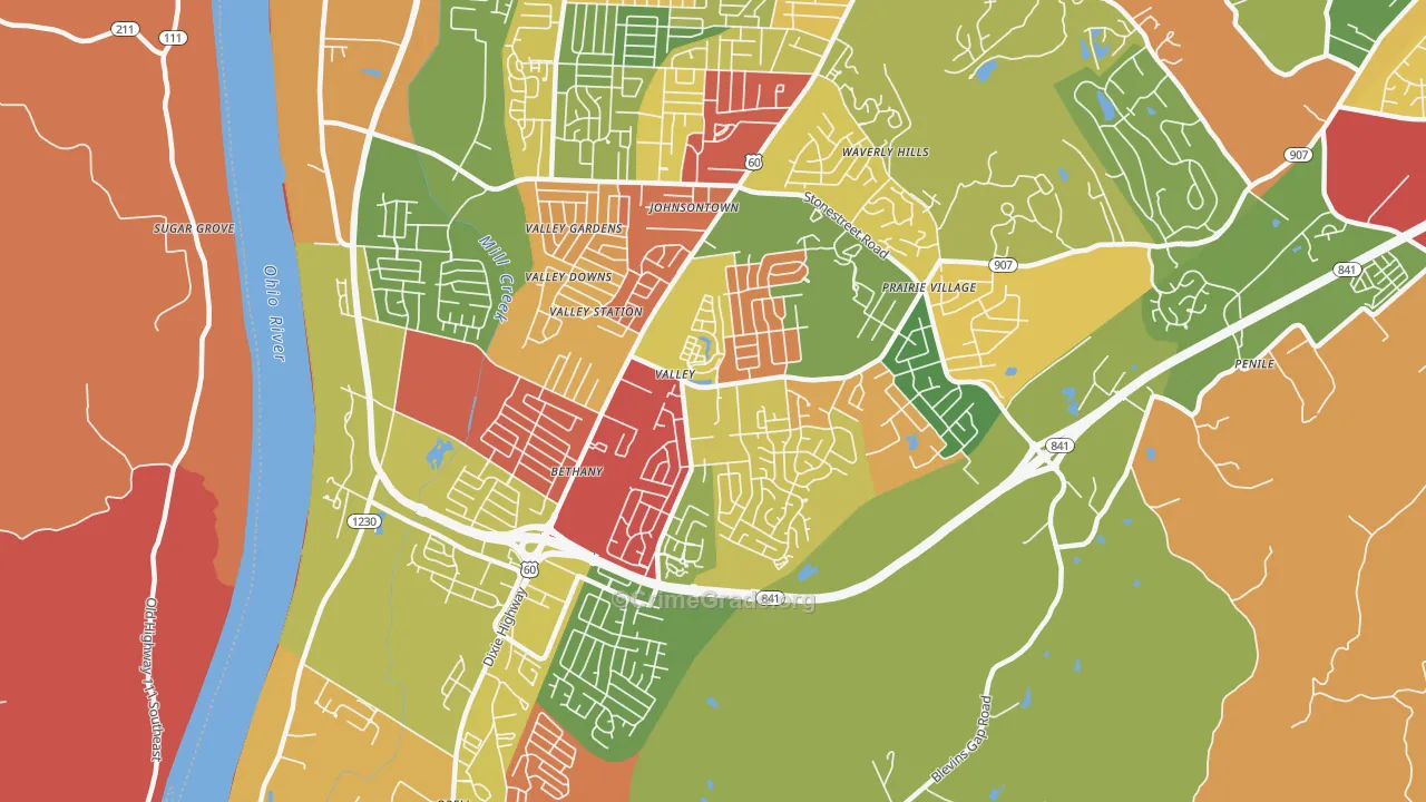 Valley Station, Louisville, KY Map of Theft Rates