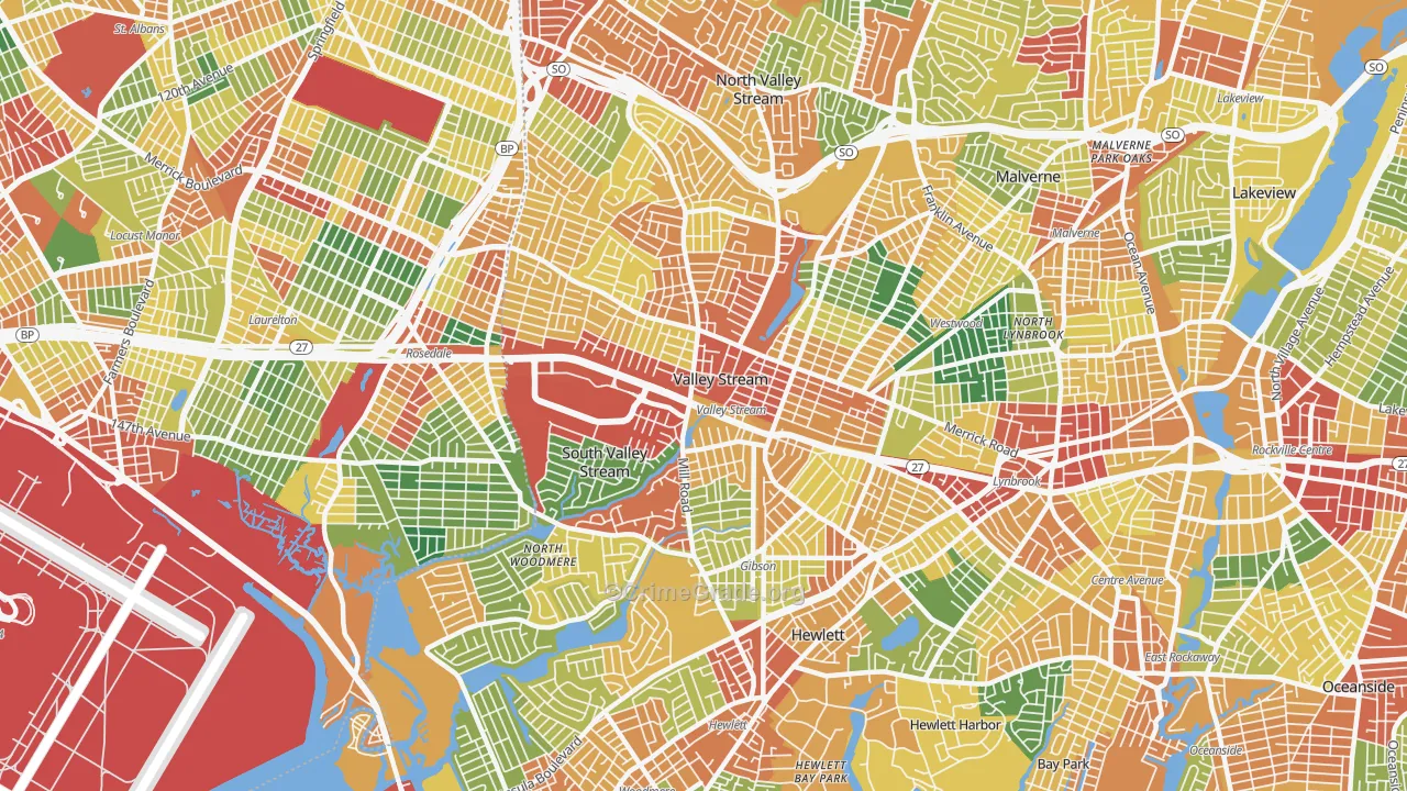 Valley Stream, NY Map of Theft Rates