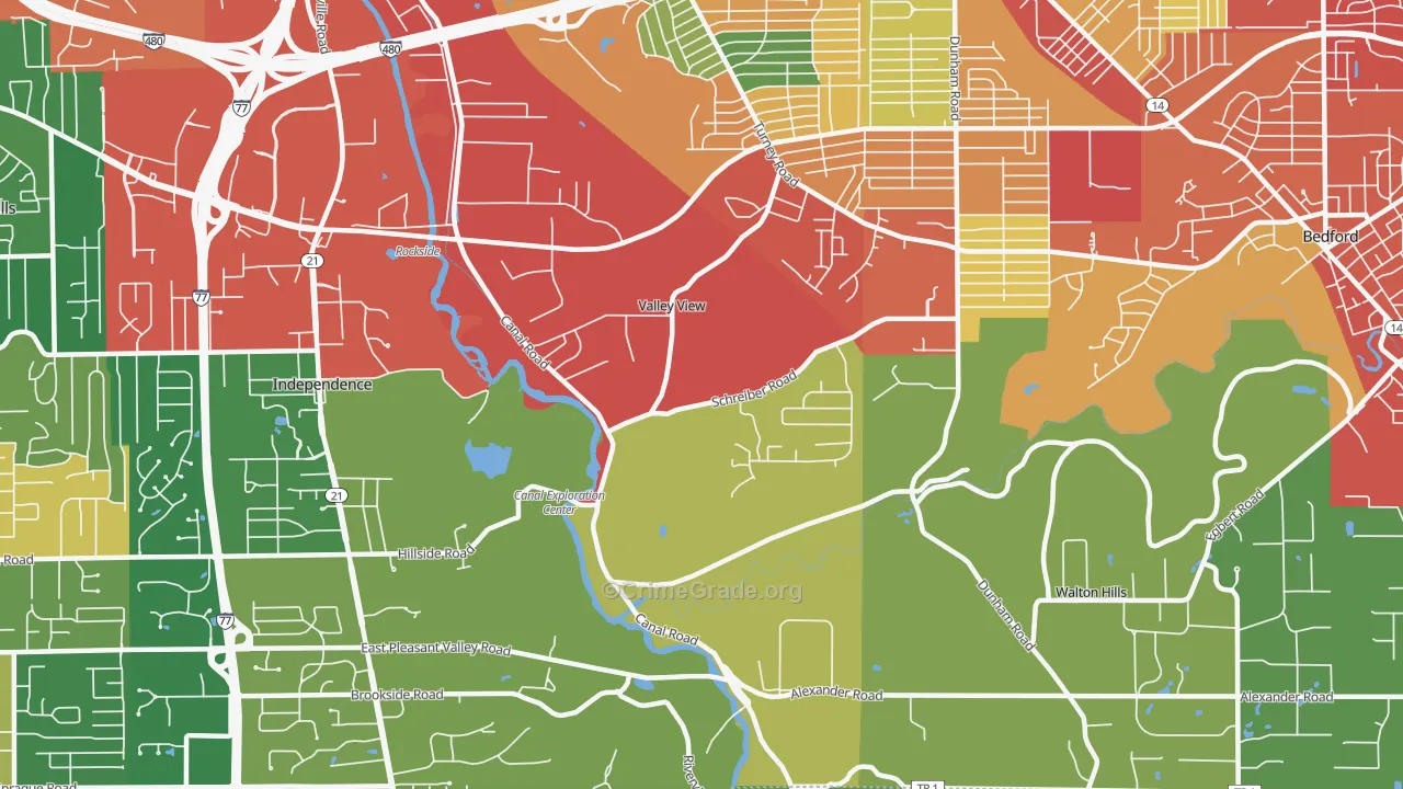 Valley View, OH Map of Theft Rates