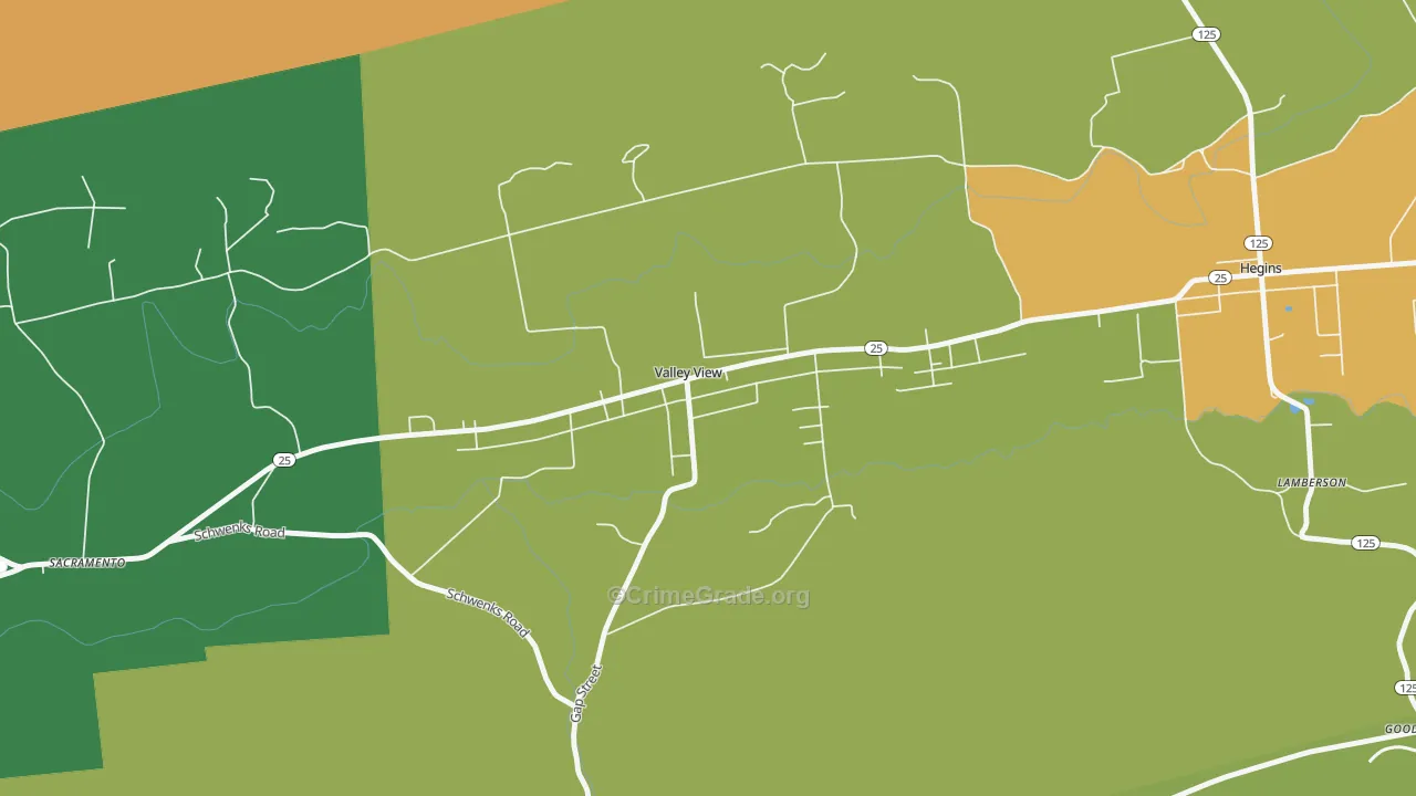 Valley View, PA Map of Theft Rates