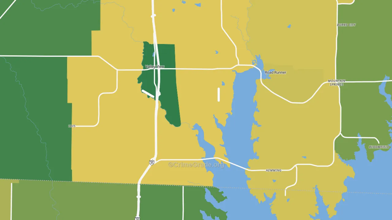 Valley View, TX Map of Theft Rates