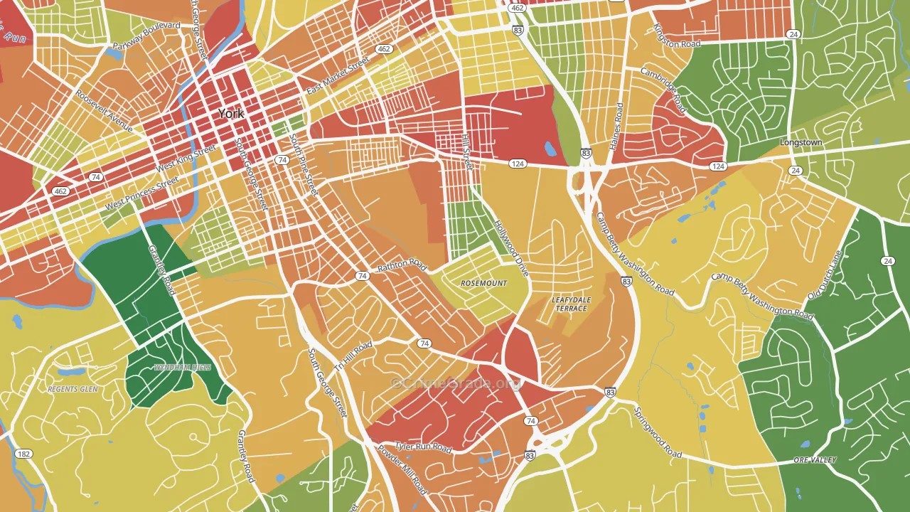 Valley View, York, PA Map of Theft Rates