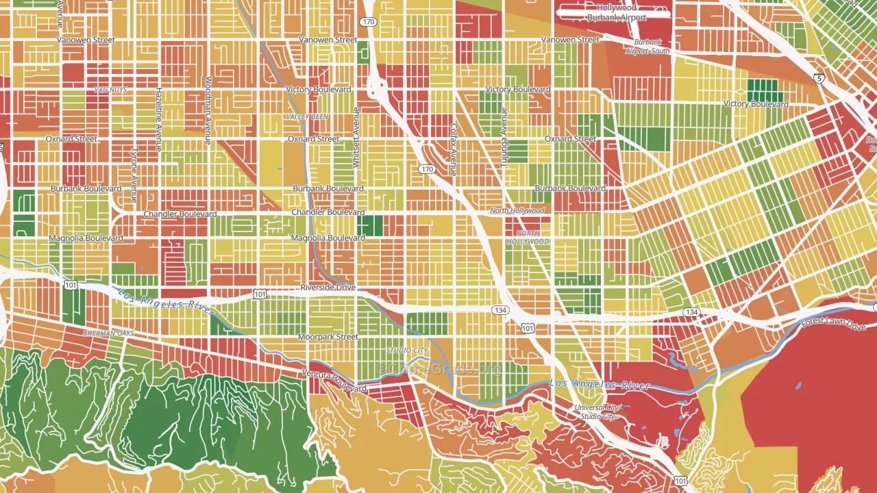 Valley Village, CA Map of Theft Rates