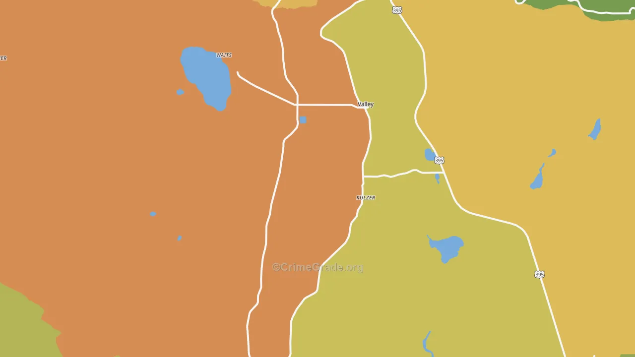 Valley, WA Map of Theft Rates