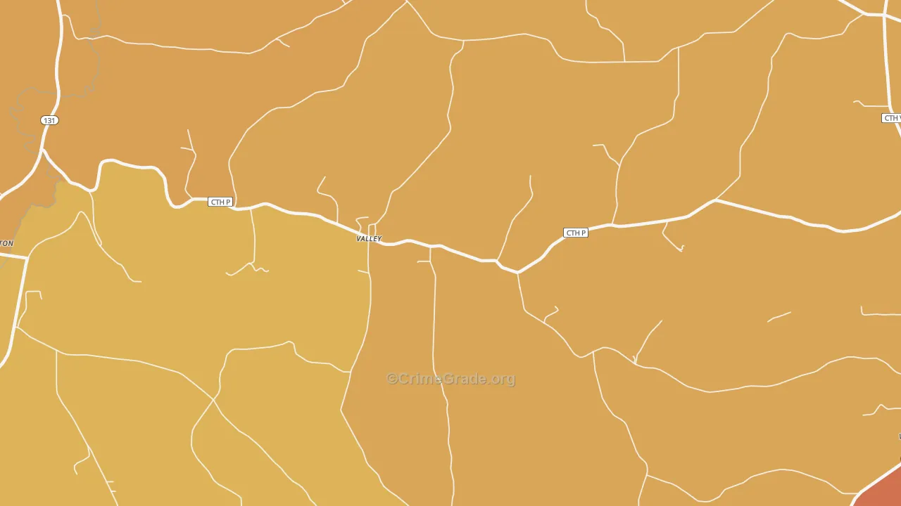 Valley, WI Map of Theft Rates