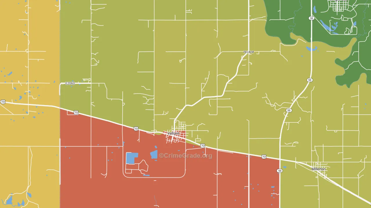 Valliant, OK Map of Theft Rates