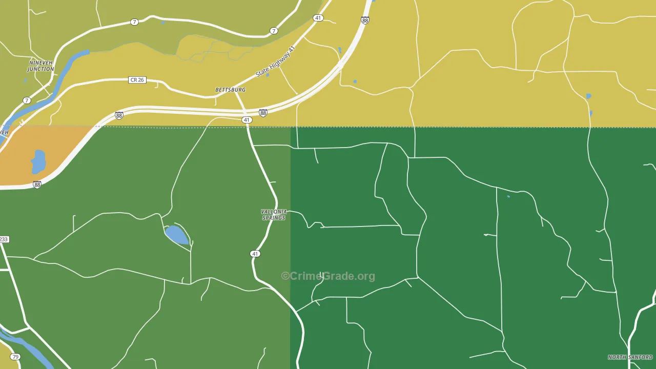 Vallonia Springs, NY Map of Theft Rates