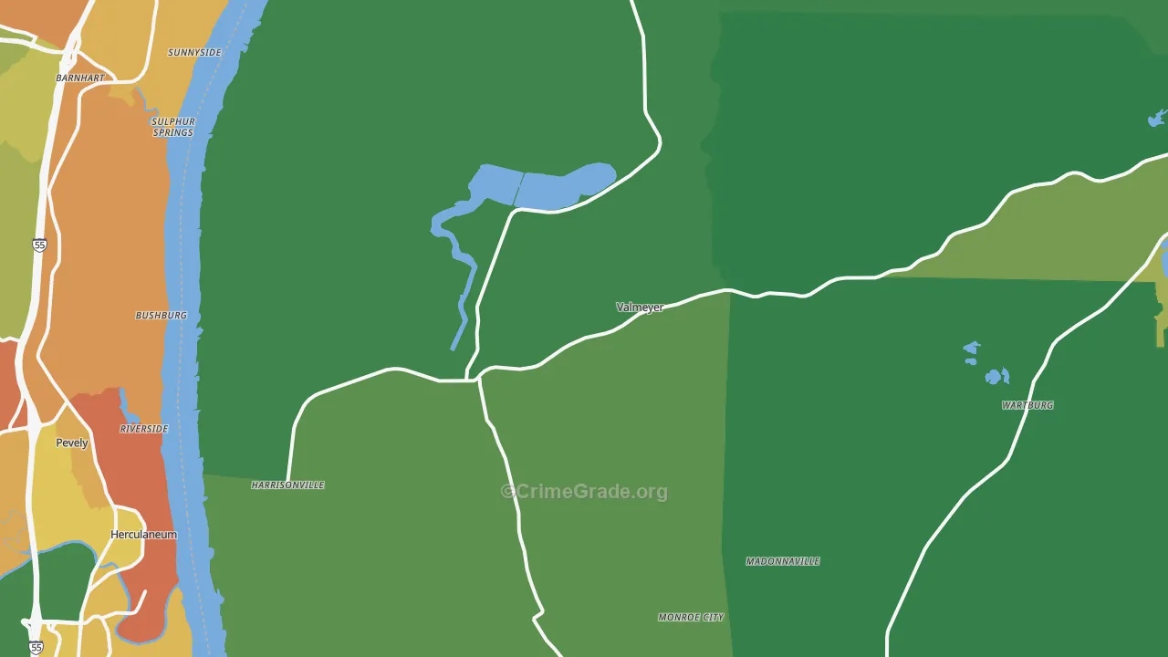 Valmeyer, IL Map of Theft Rates