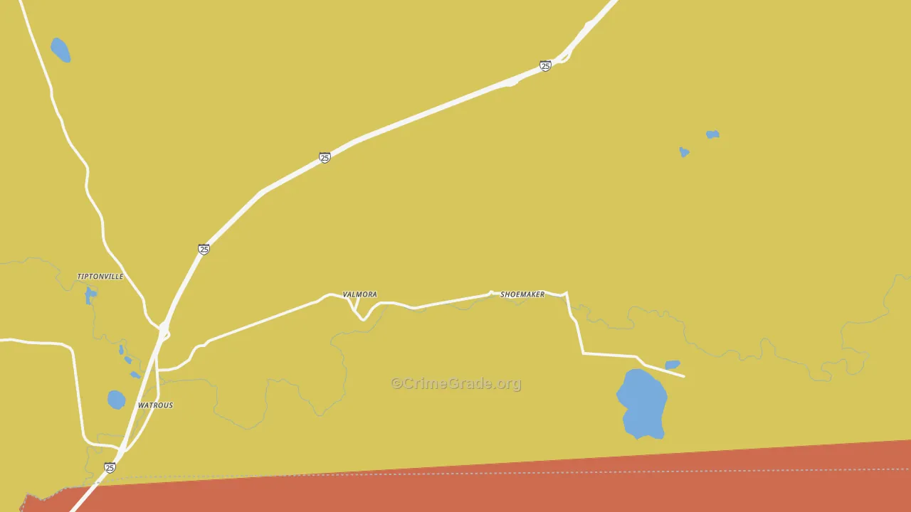 Valmora, NM Map of Theft Rates