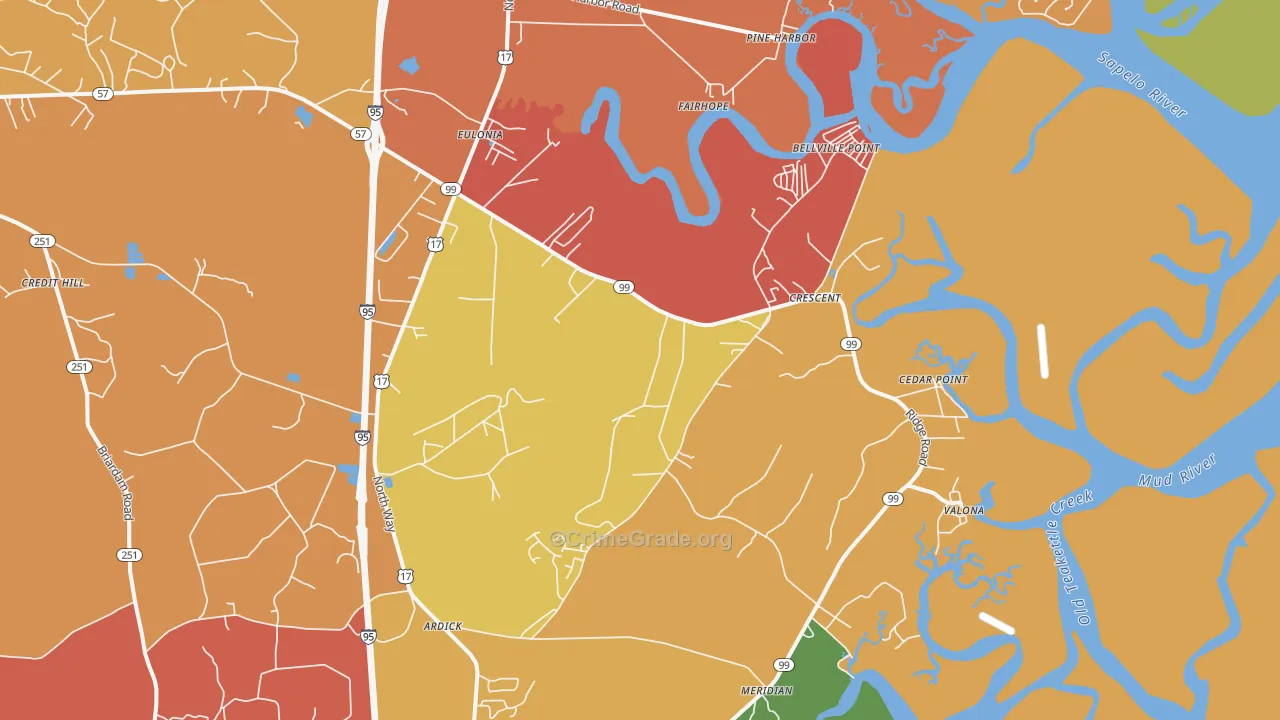 Valona, GA Map of Theft Rates