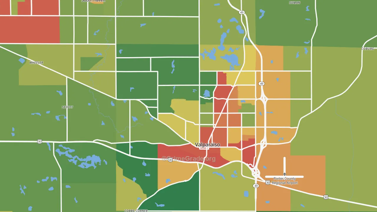 Valparaiso, IN Map of Theft Rates