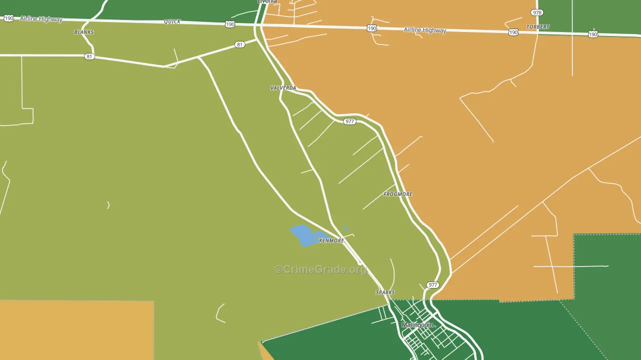 Valverda, LA Map of Theft Rates