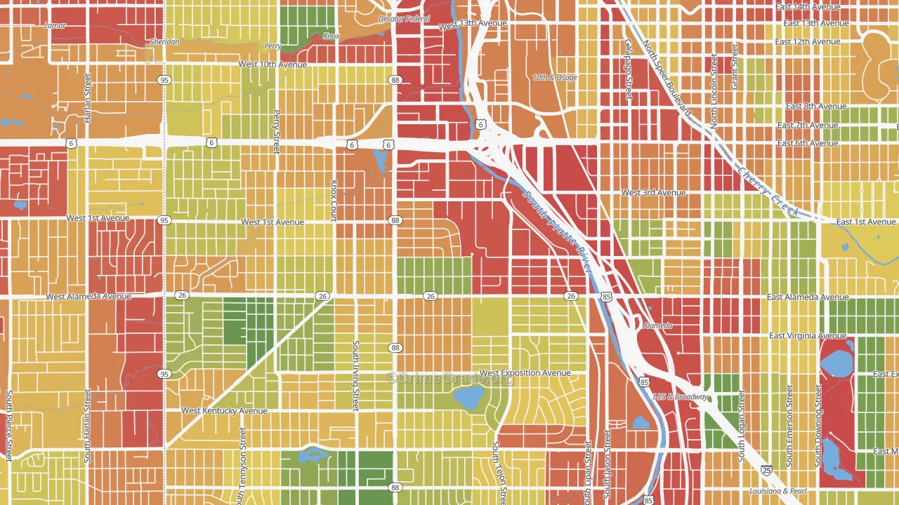 Valverde, Denver, CO Map of Theft Rates