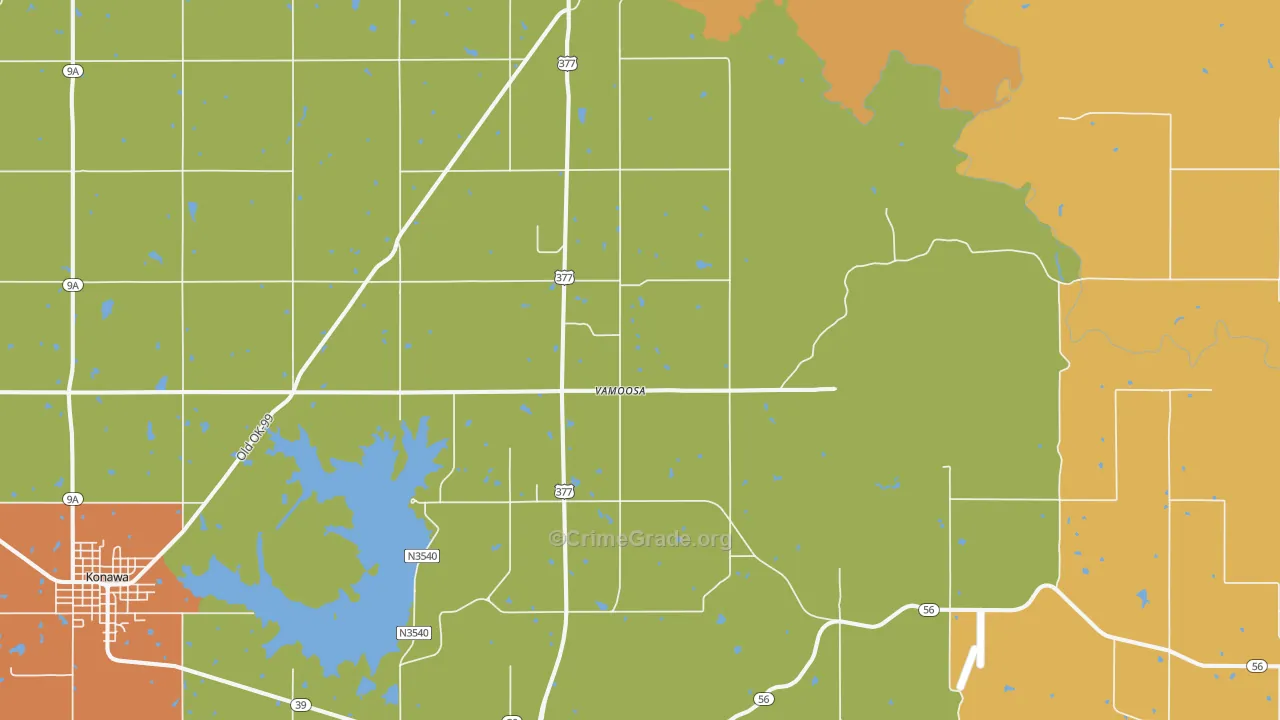 Vamoosa, OK Map of Theft Rates