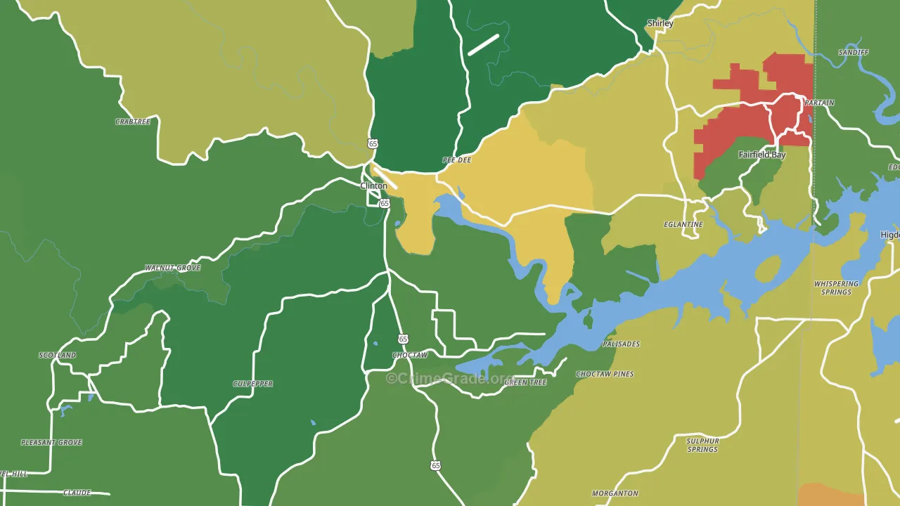 Van Buren County, AR Map of Theft Rates