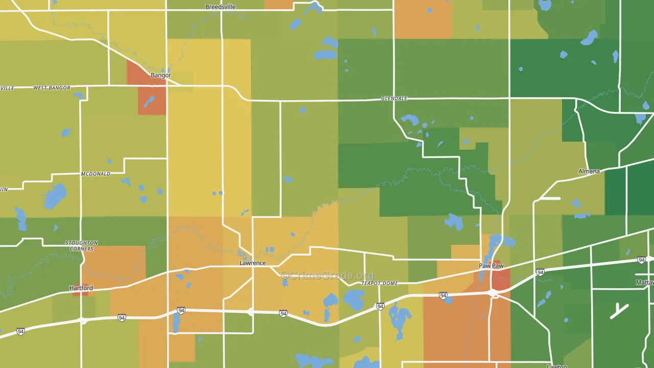 Van Buren County, MI Map of Theft Rates