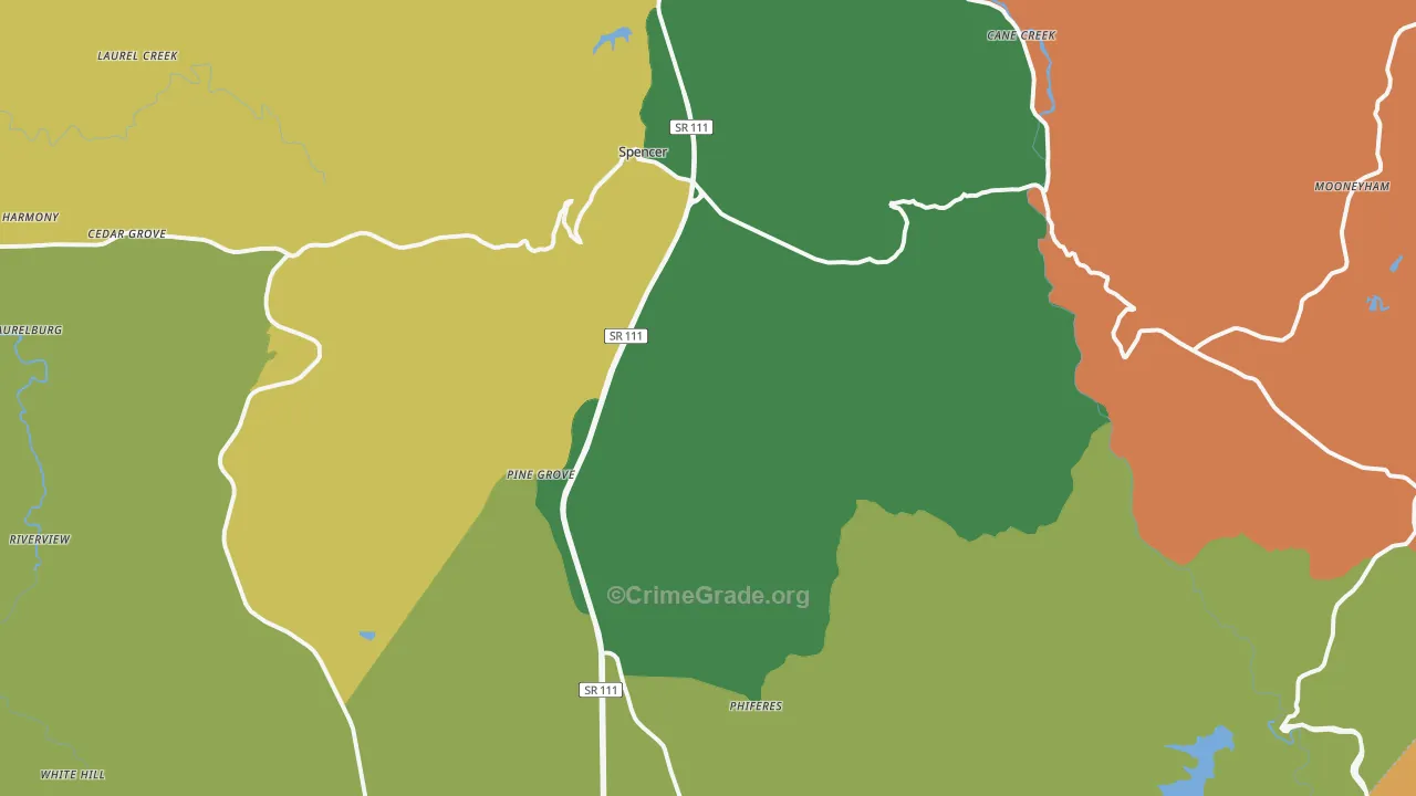 Van Buren County, TN Map of Theft Rates