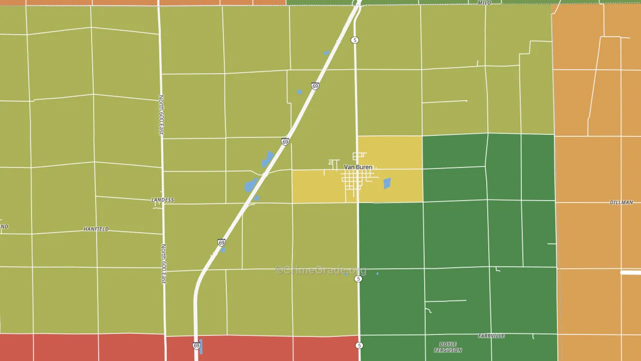 Van Buren, IN Map of Theft Rates