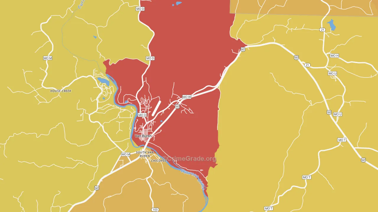 Van Buren, MO Map of Theft Rates