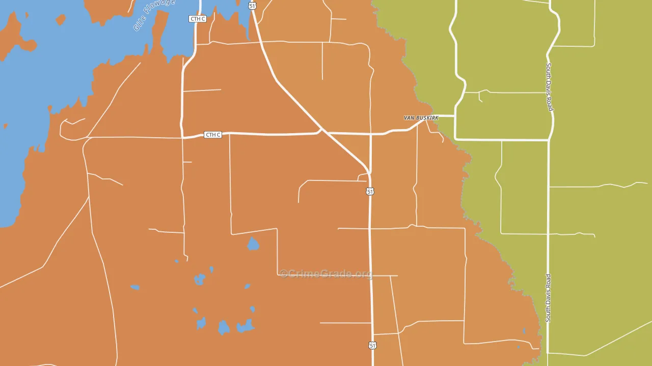 Van Buskirk, WI Map of Theft Rates