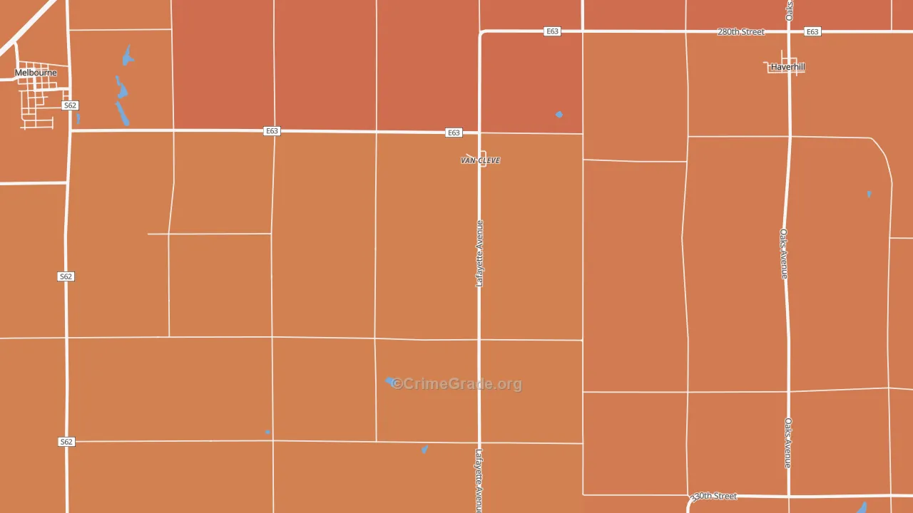 Van Cleve, IA Map of Theft Rates