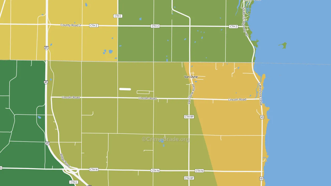 Van Dyne, WI Map of Theft Rates