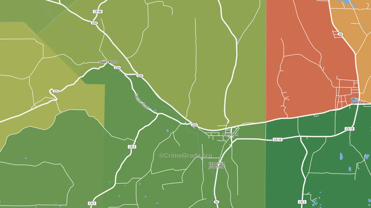 Van Etten, NY Map of Theft Rates
