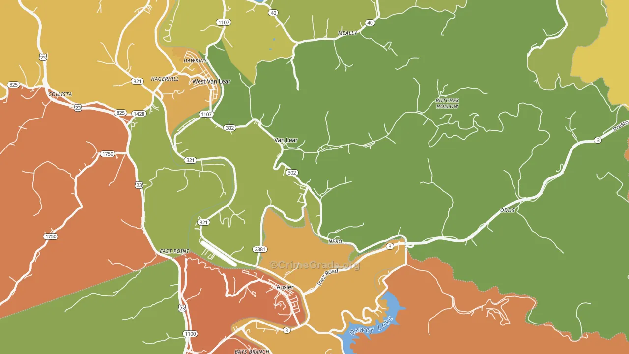 Van Lear, KY Map of Theft Rates