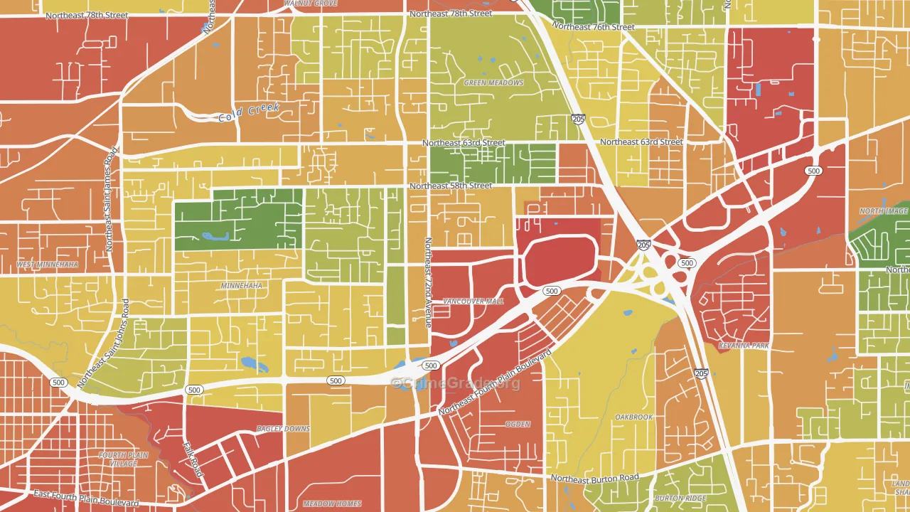 Van Mall, Vancouver, WA Map of Theft Rates
