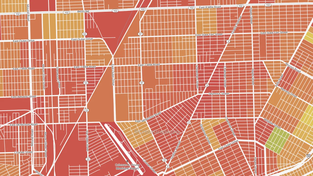 Van Steuban, Detroit, MI Map of Theft Rates