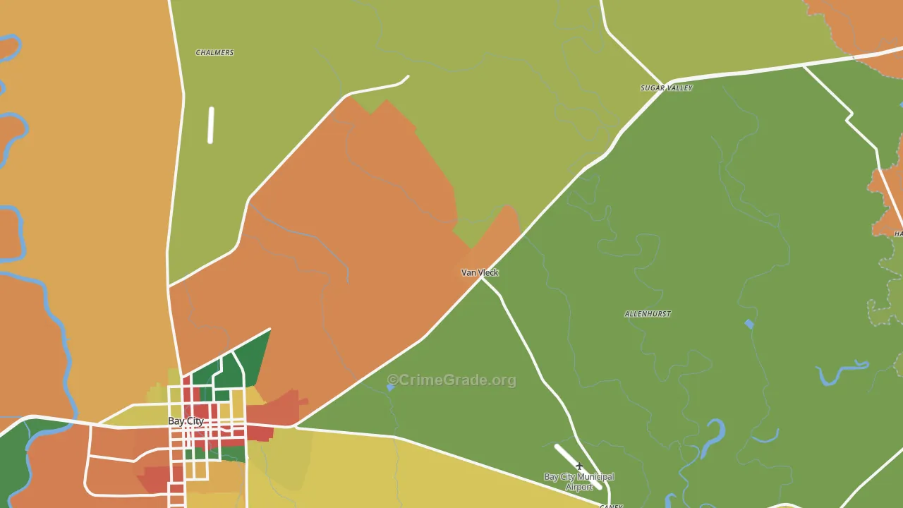 Van Vleck, TX Map of Theft Rates