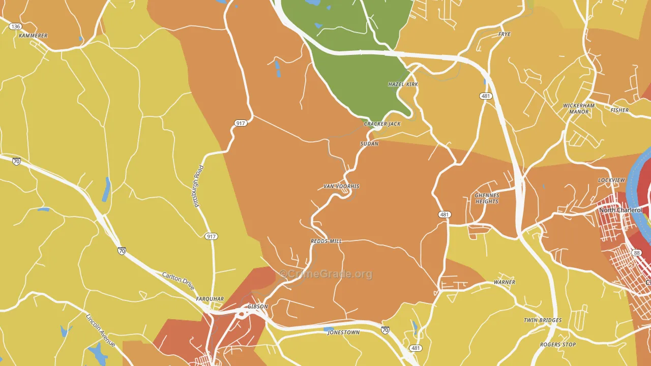 Van Voorhis, PA Map of Theft Rates