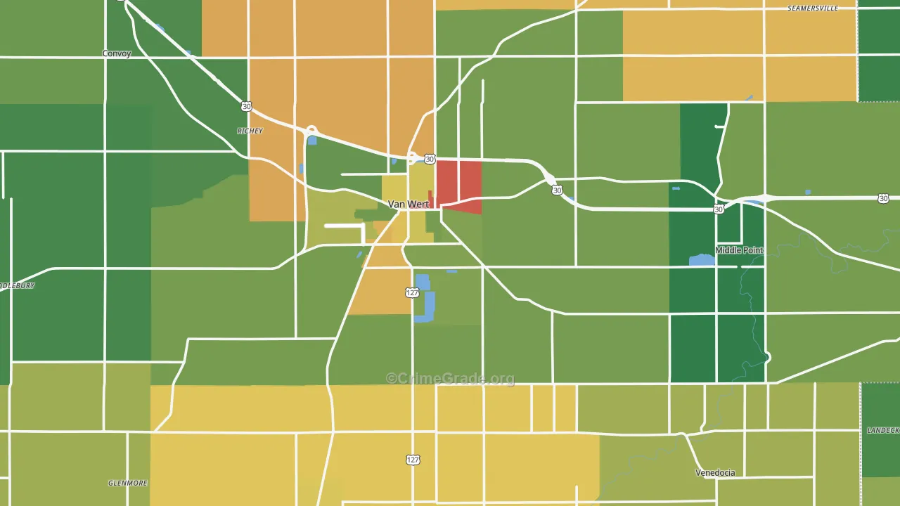 Van Wert County, OH Map of Theft Rates
