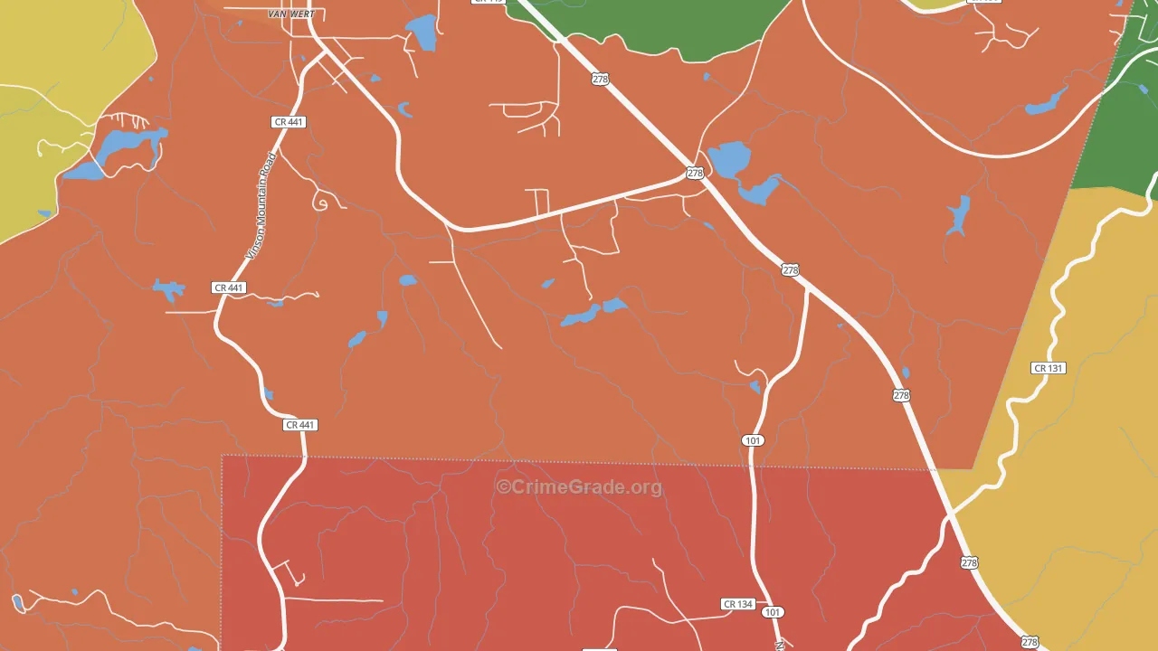Van Wert, GA Map of Theft Rates