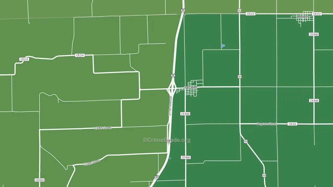 Van Wert, IA Map of Theft Rates