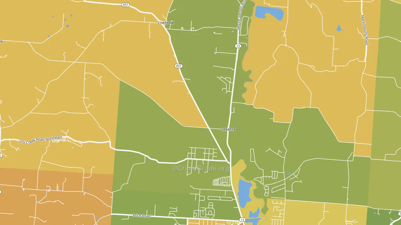 Vanatta, OH Map of Theft Rates
