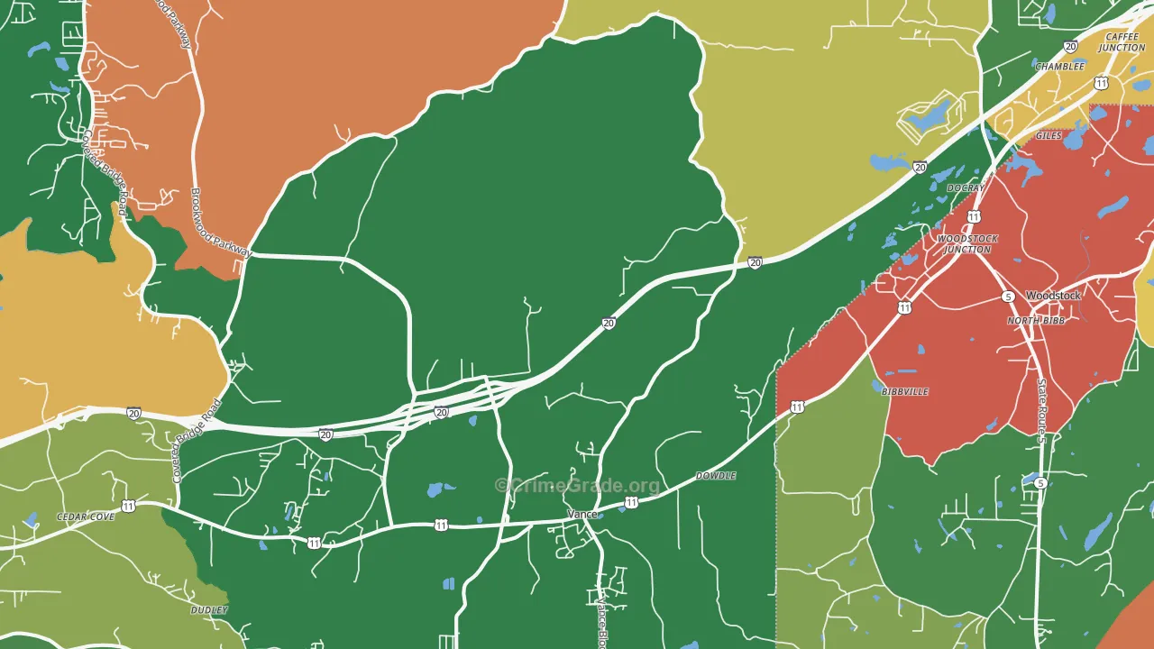 Vance, AL Map of Theft Rates