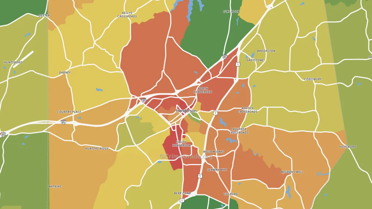 Vance County, NC Map of Theft Rates