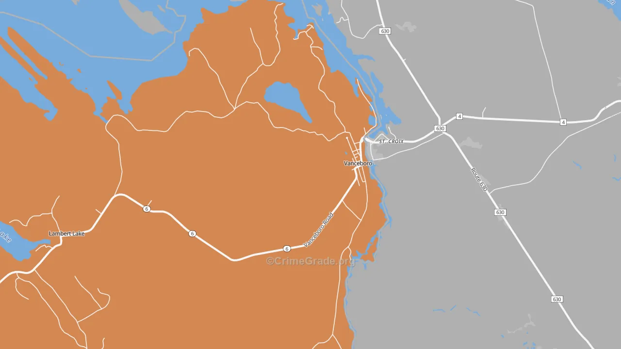 Vanceboro, ME Map of Theft Rates