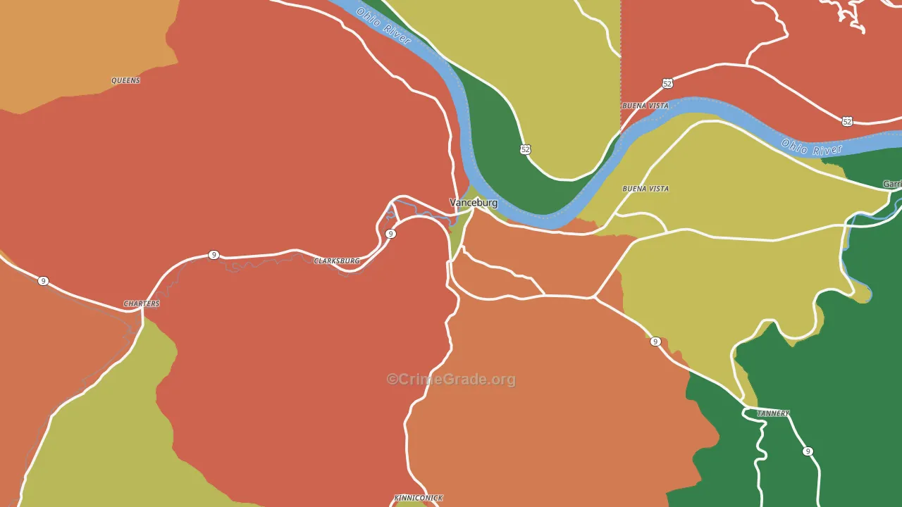 Vanceburg, KY Map of Theft Rates