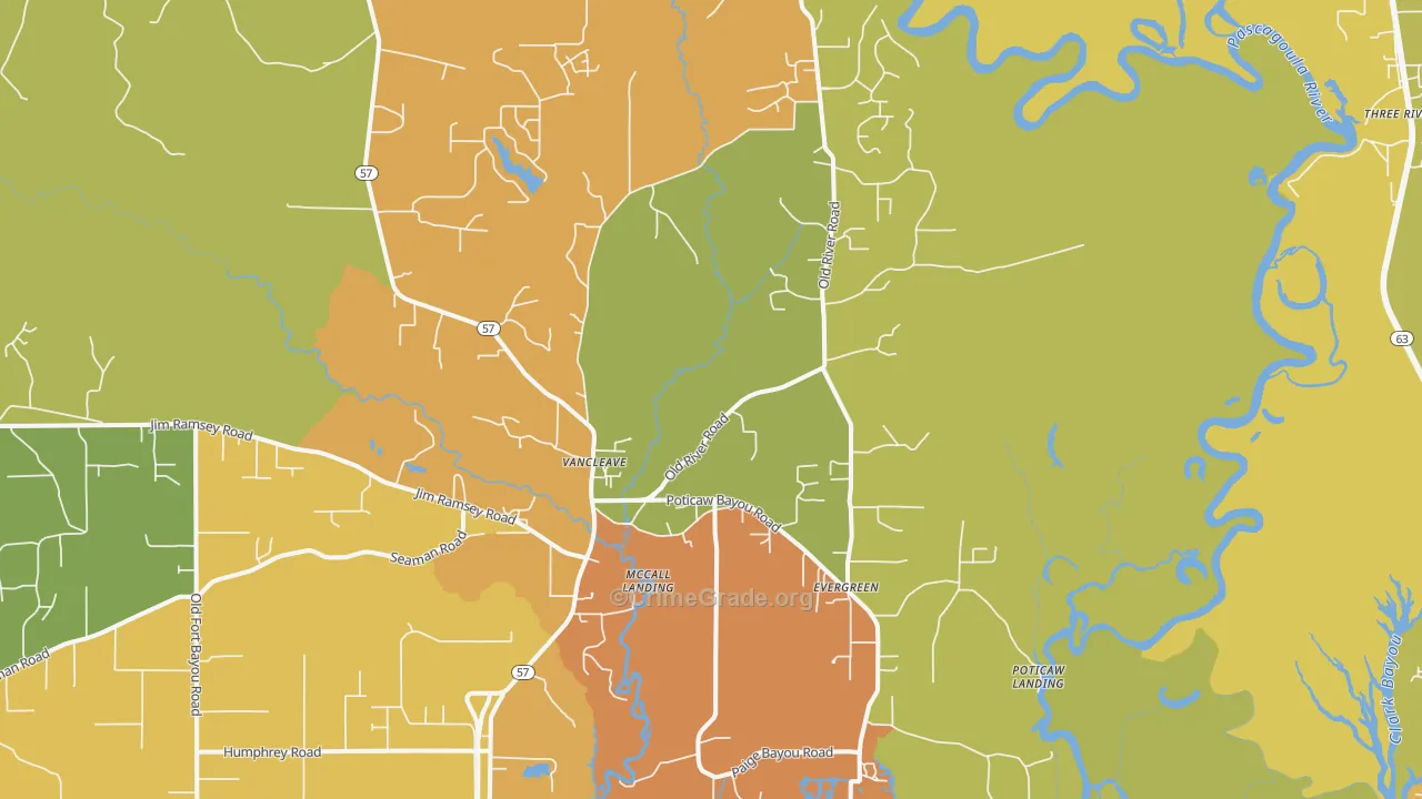 Vancleave, MS Map of Theft Rates