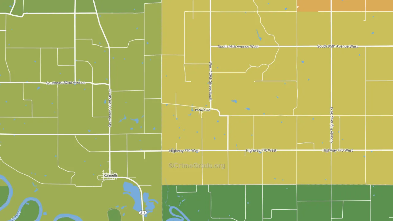 Vandalia, IA Map of Theft Rates