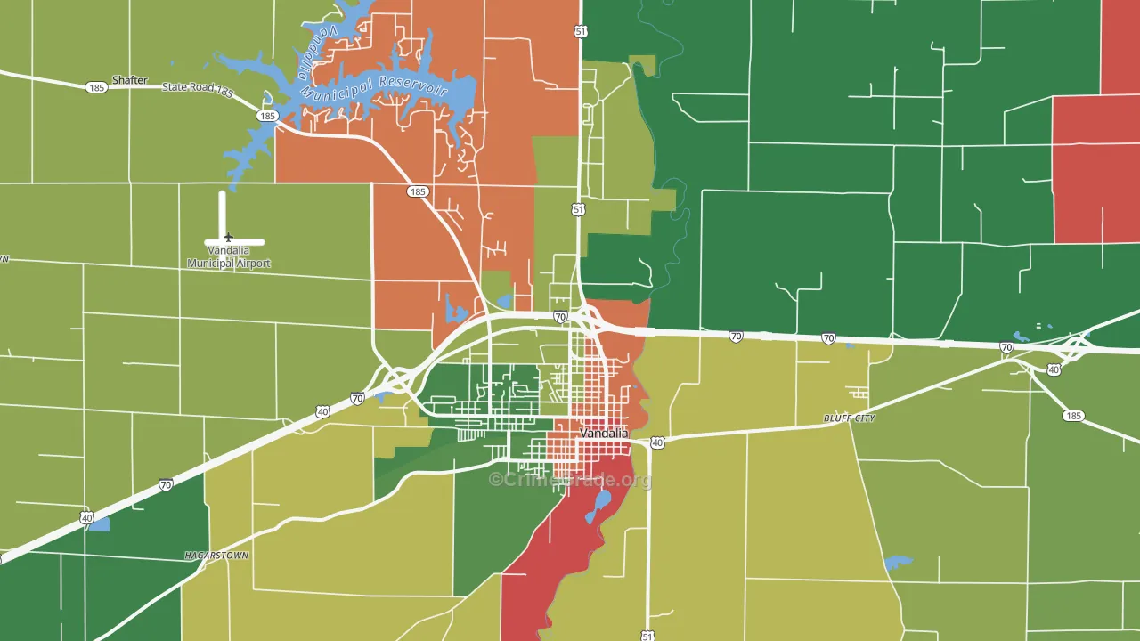 Vandalia, IL Map of Theft Rates